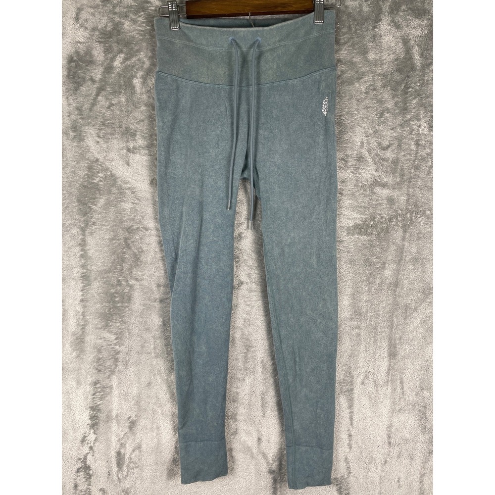 Free People Movement Go To Leggings Women M Blue Ribbed High Rise Mineral Wash